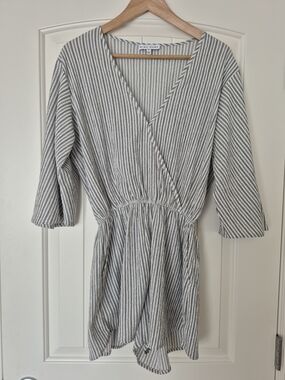 Grey Striped Romper - Miou Muse